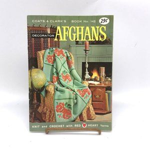 Vintage Coats and Clarks Book 142, Decorator Afghans Pattern Booklet for Knitted